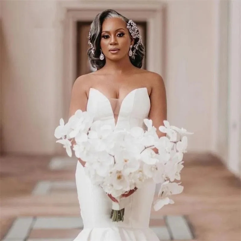 Deep V Sexy Mermaid Wedding Dresses 2023 New Pleat Sleeveless Ruffles Bride Formal Gowns Vestidos De Novia Custom Made