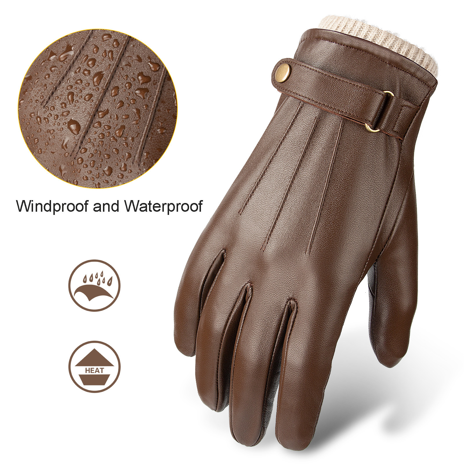 Five Fingers Gloves OZERO Mens Fashion Warm Gloves Genuine Leather Touchscreen Waterproof Winter Business Driving Sports Full Finger Gloves 5022 23082