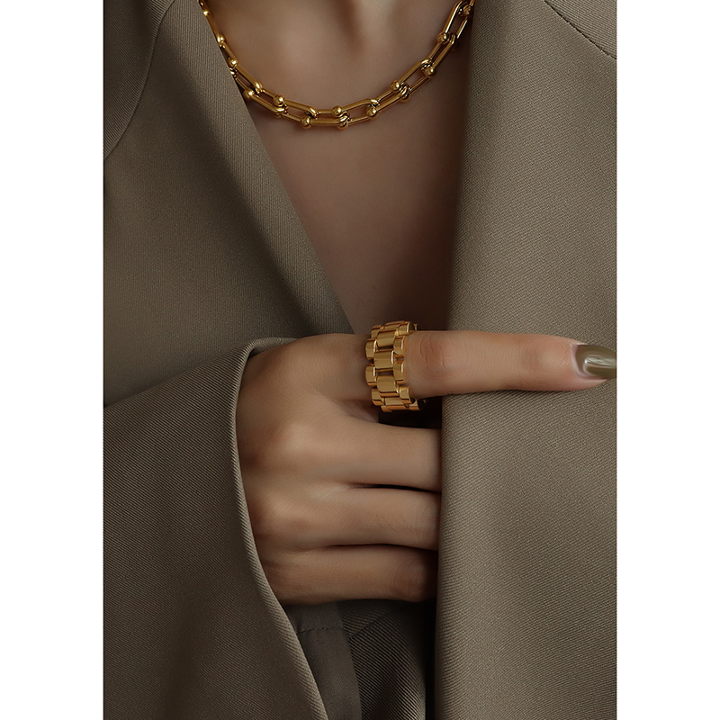 Band Rings TOSOKO Stainless Steel Jewelry Exaggerated Texture Heavy Industry Combination Handmade Ring Neutral Strap BSA184 230823