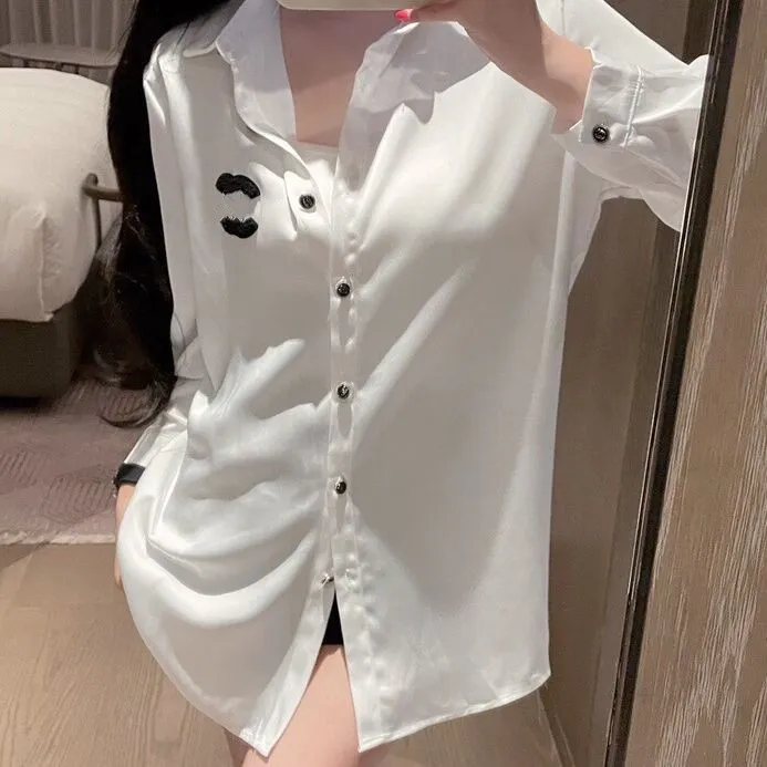 famous extravagant brand embroidery Womens Blouses two C 24 Fashion Designer Striped Shirts Slim Business Office Ladies Button Shirt Spring Summer Long Sleeve Tops
