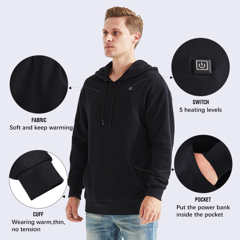 Men's Hoodies Sweatshirts Men USB Heating Hoodies Women Vintage Gothic Heated Jacket Long Sleeve Streetwear Loose Coats Harajuku Sweatshirts 2308