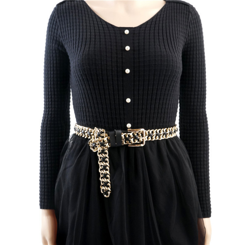 Other Fashion Accessories 2 5cm Metal Women s Belt Decoration Simple Stitching Waist Chain for Women Alloy Braided 230822