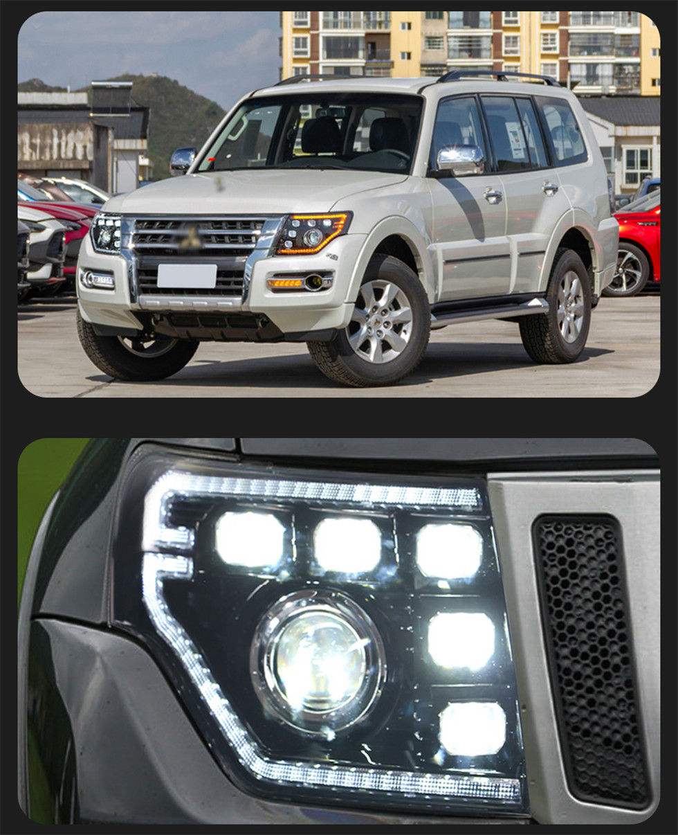 Auto Headlight For Pajero V97 Full LED Headlights 2009-20 21 V93 V95 LED Daytime Lights Dual Lens Signal Lamp