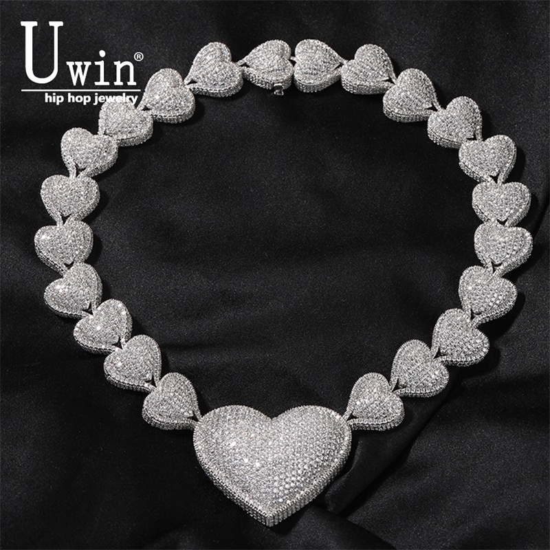 Strands Strings Uwin Heart Necklace With Big Cubic Zirconia Micropave Connected To End Charm Jewelry Women Accessories Gifts l230822