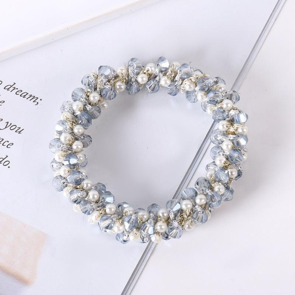 Hair Rubber Bands 1pc Women Crystal Pearls Rope Handmade Elastic Beaded Ponytail Holders Ties For And Girls Accessories 230823