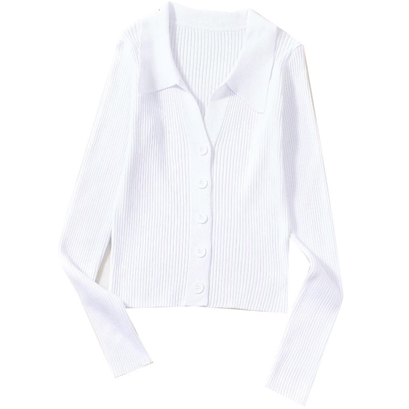 Women's Sweaters Women Lapel Slim Slimming Tops Ladies Hollow Buttons Sexy V Neck Long Sleeve POLO Neck Knit Cardigan Sweater Women 230822