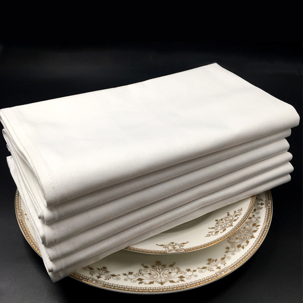 Table Napkin 12pcs 100% COTTON RESTAURANT DINNER CLOTH LINEN WHITE 50x50cm PREMIUM EL NAPKINS 230823