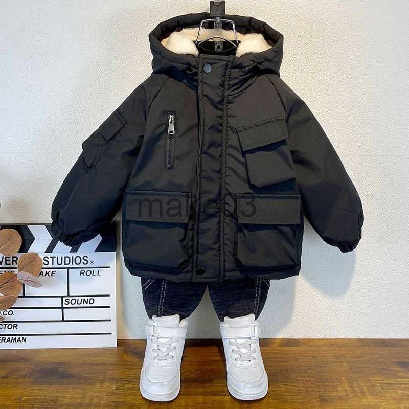 Down Coat New Winter Down Cotton Jacket Boys Black Hooded Coat Children Outerwear Clothing Teenage 38Y Kids Parka Padded Snowsuit XMP323 J230823
