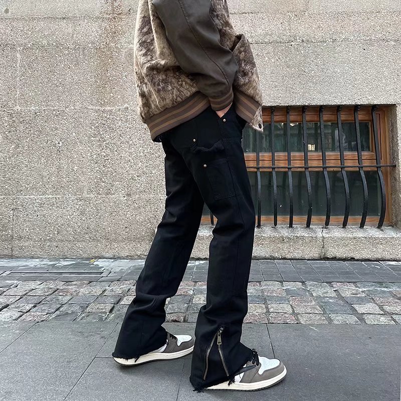 Men s Jeans Hip Hop White Straight Ripped Casual Mens Pants Both Side Tassel Wide Leg Streetwear Denim Trousers Oversized Men Clothing 230823