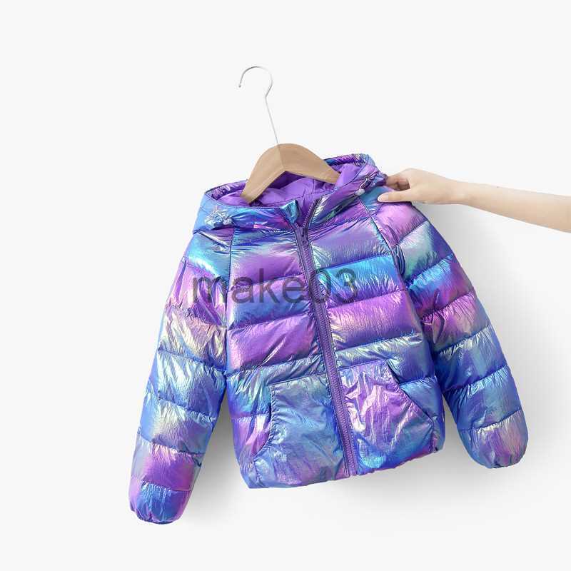 Down Coat Baby White Duck Down Jacket Boys and Girls Autumn Winter New Colorful Children's In Bright Coats Thin Section Hooded Outerwear J230823