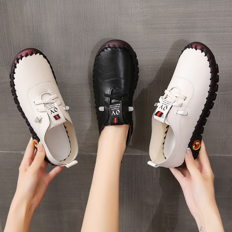 Dress Shoes Sneaker Platform Loafers Lace Up Leather Flat SlipOn Spring Casual Mom Shoe Mujer Zapatos Chaussure Femme Sne 230823