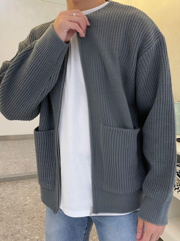Men's Sweaters Autumn Winter Sweater Solid Fashion Trend Cardigan Loose Casual Zipper Knitted Coats Japanese Jumper Home Clothes y230822