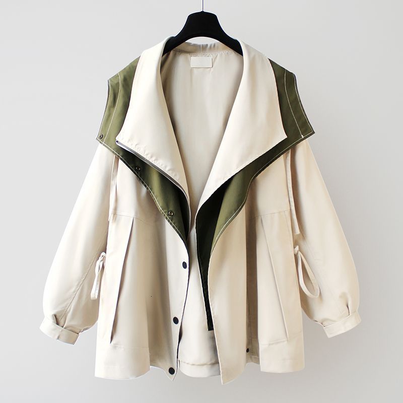Women s Suits Blazers Spring and Autumn Mid length Trench Coat Hooded Zipper Loose Jacket Korean Version Fashion Little Chap Windbreak Women 230822