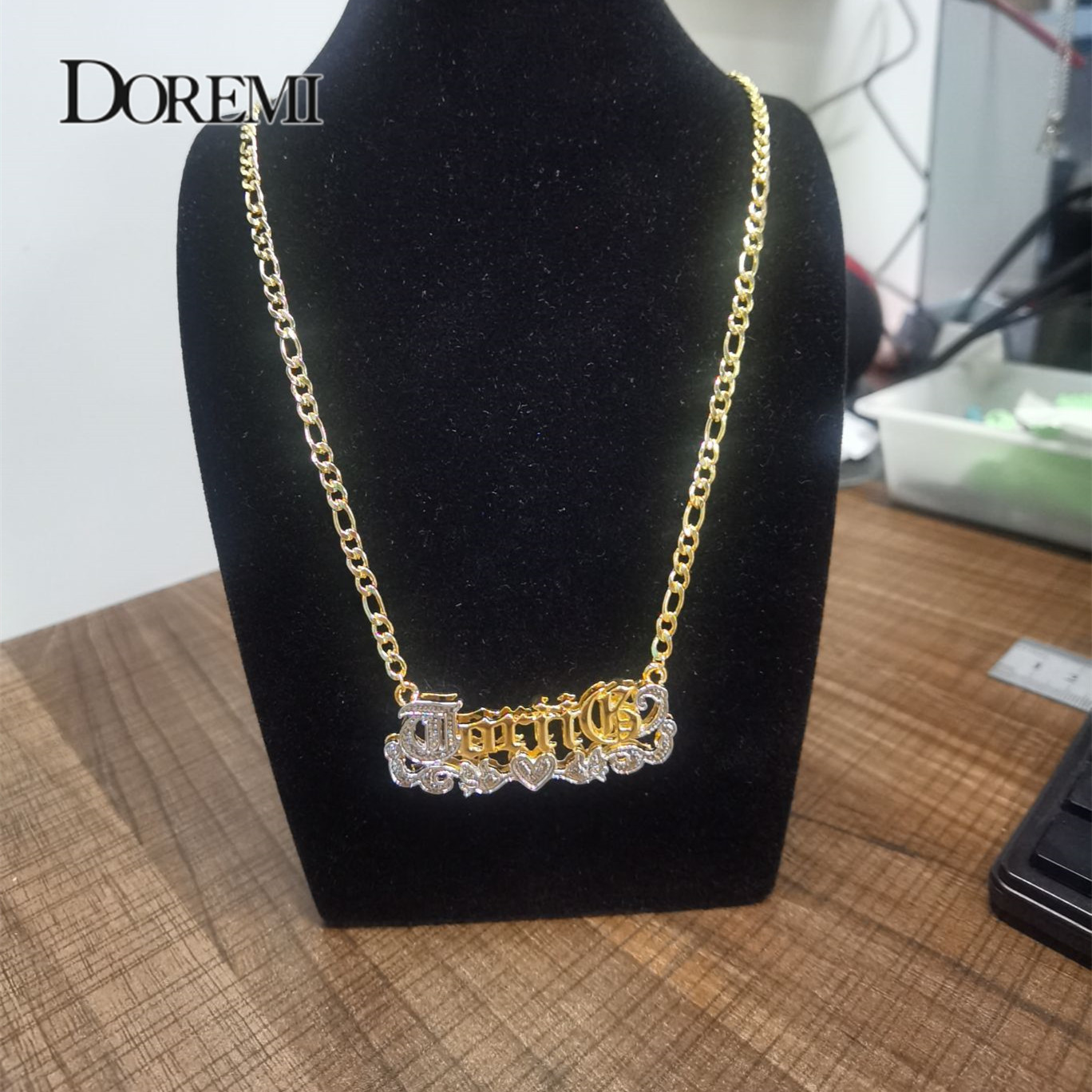 Strands Strings DOREMI 3D Custom Necklaces Style Name Necklace Personalized Double Layered Gold Plated Nameplate Jewlery 230822