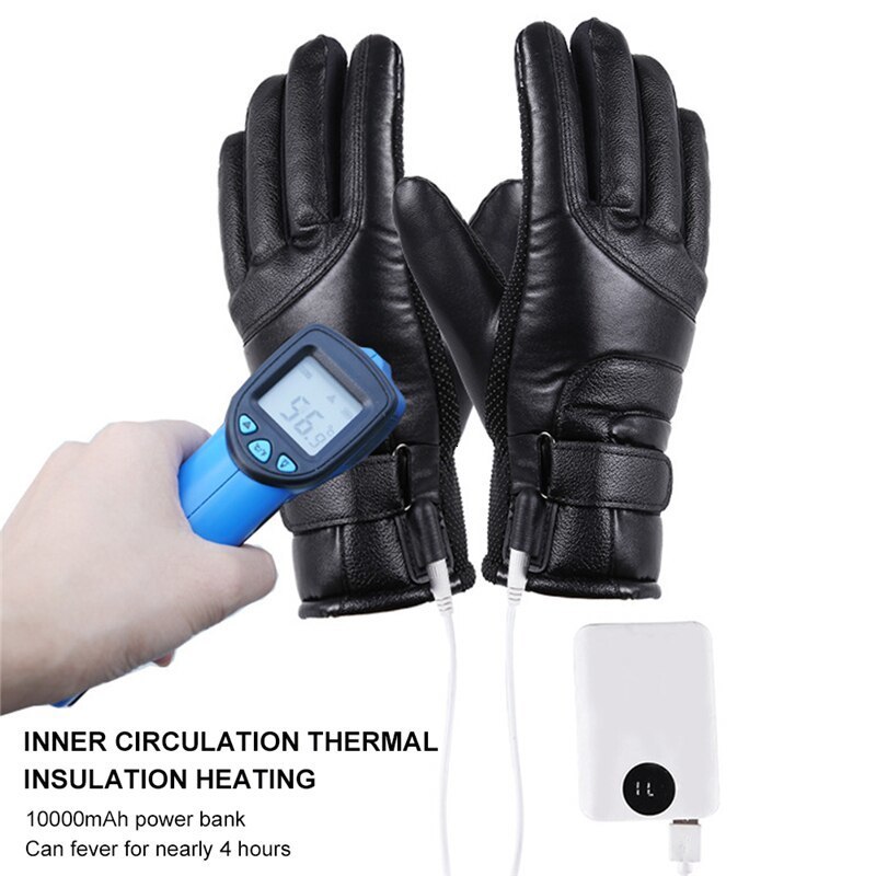 Five Fingers Gloves Electric Heated No Battery USB Hand Warmer Heating Winter Motorcycle Thermal Touch Screen Waterproof Bike 230823 - view 6