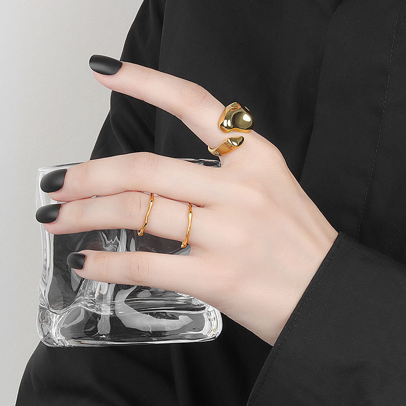 Band Rings Silver Gold Color Concave convex Irregular Width Open Ring Female Fashion Creative Vintage Punk Party Jewelry Gifts 230823