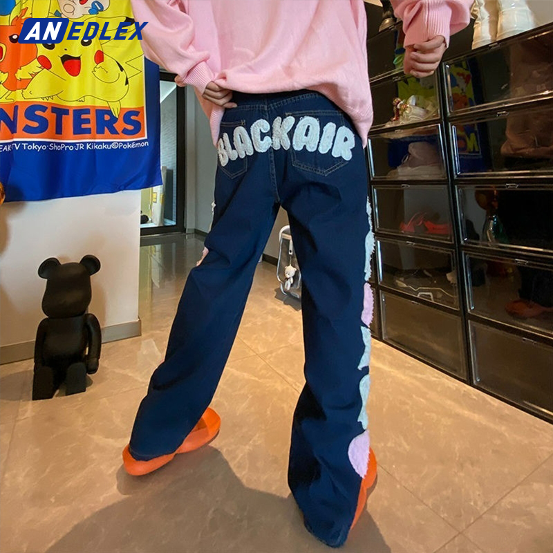Men s Jeans European American Retro Street Denim Pants Hip Hop Skull Embroidery Oversized Men Women Y2K High All match Trousers 230823