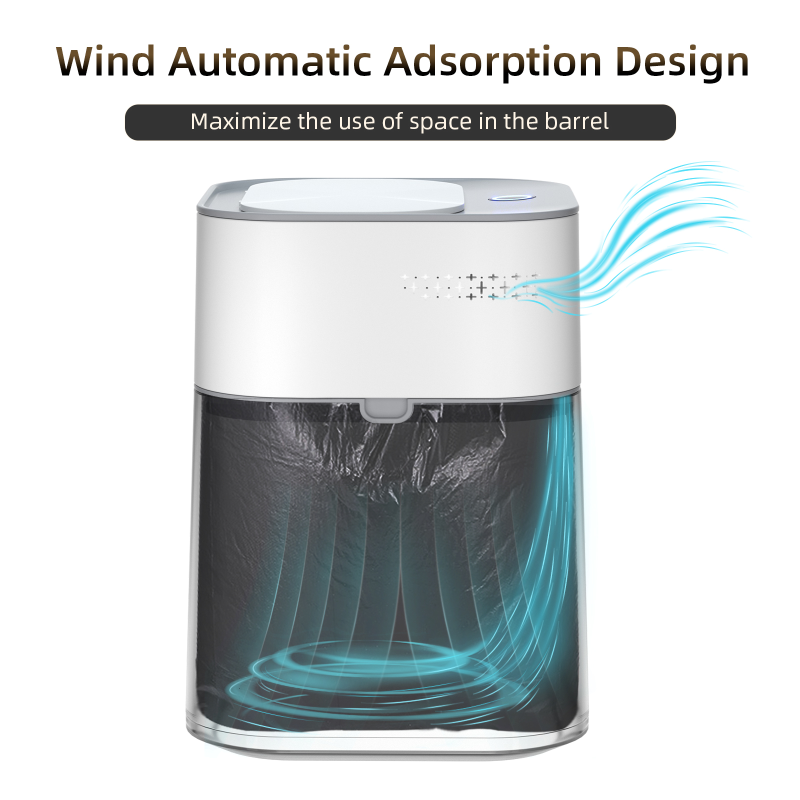 Waste Bins 14L Smart Sensor Bathroom Trash Can Automatic Adsorption Electronic Trash Can White Touchless Garbage Bin for Kitchen Bedroom 230823