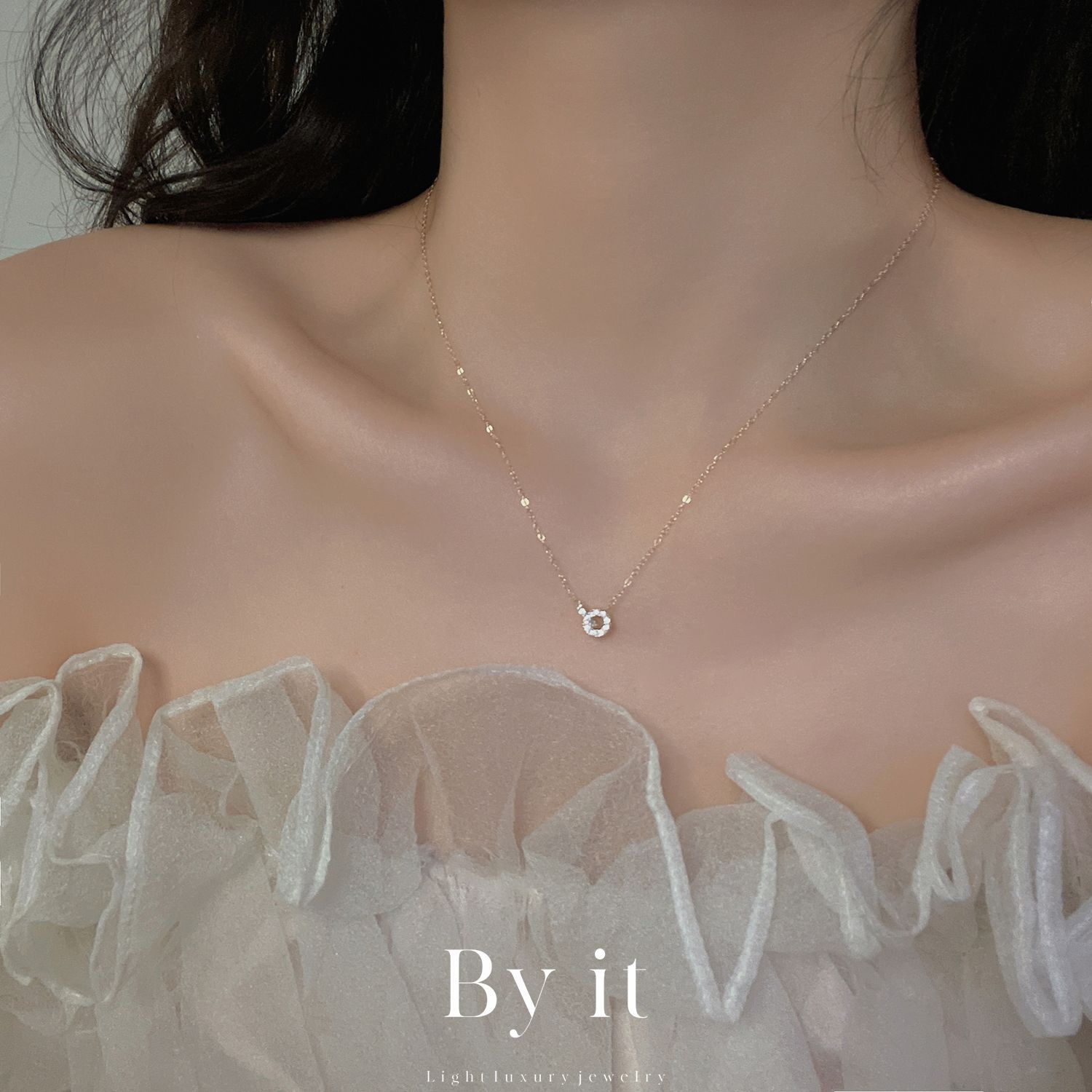 New 925 Sterling Silver Double Ring Necklace Female Clavicle Chain Simple Temperament Necklace Wedding Jewelry Accessories Z250910