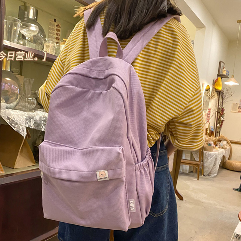 Backpacks Waterproof Nylon Women Backpack Female Travel Bag Backpacks Schoolbag for Teenage Girls Solid Color Bookbag Mochila Bookbag 230823