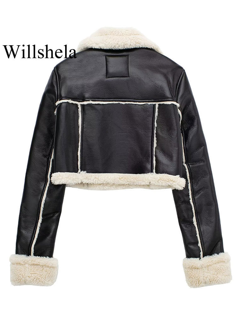 Women's Jackets Willshela Women Fashion Solid Front Zipper Jackets Vintage Lapel Neck Long Sleeves Female Chic Lady Outfits 230823