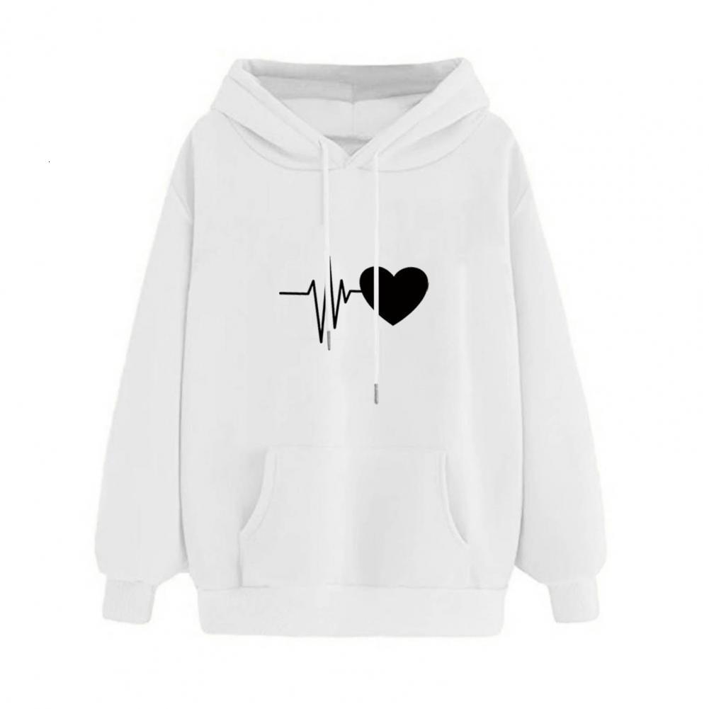 Women's Hoodies Sweatshirts Drop Arrival Women Hoodie Drawstring Warm Pullover Heart Print Spring Hoodie 230822