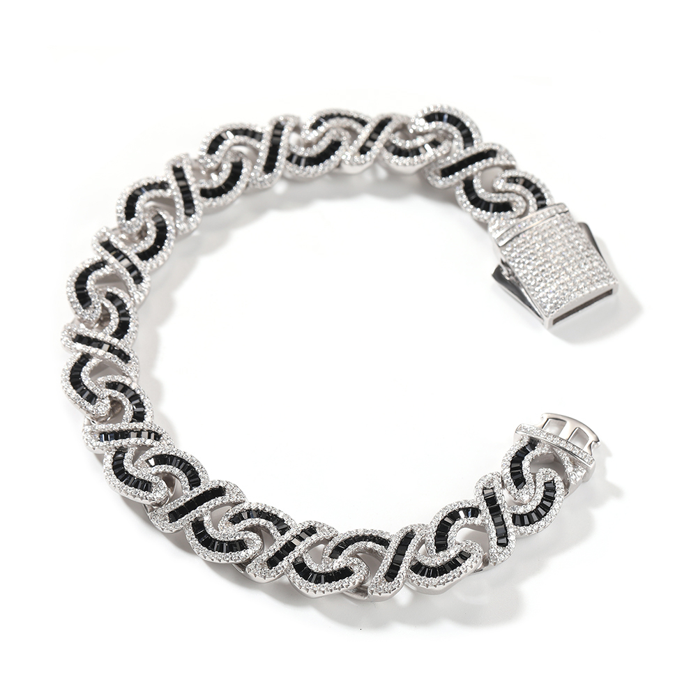 Charm Bracelets UWIN Black Baguettecz for Women 12mm Iced Out Bling CZ Cuban Link Chain Anklets Fashion Jewelry Gift 230822