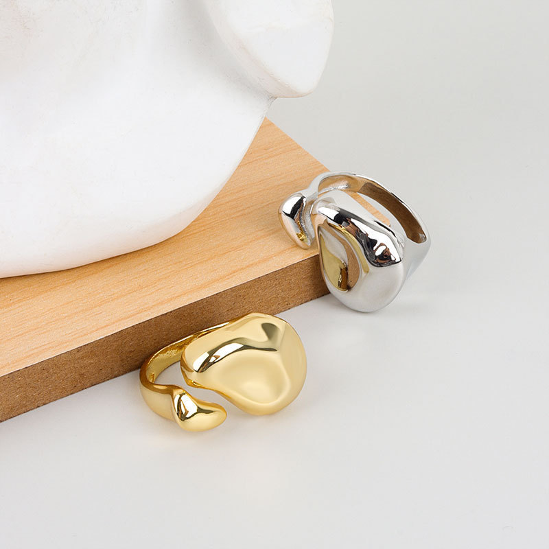 Band Rings Silver Gold Color Concave convex Irregular Width Open Ring Female Fashion Creative Vintage Punk Party Jewelry Gifts 230823