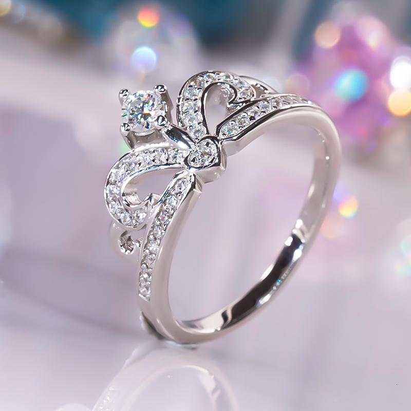Wedding Rings 2023 Crown Ring S925 Sterling Silver Pt950 Platinum Plated for Women Fine Jewelry Engagement Party Gift 230822