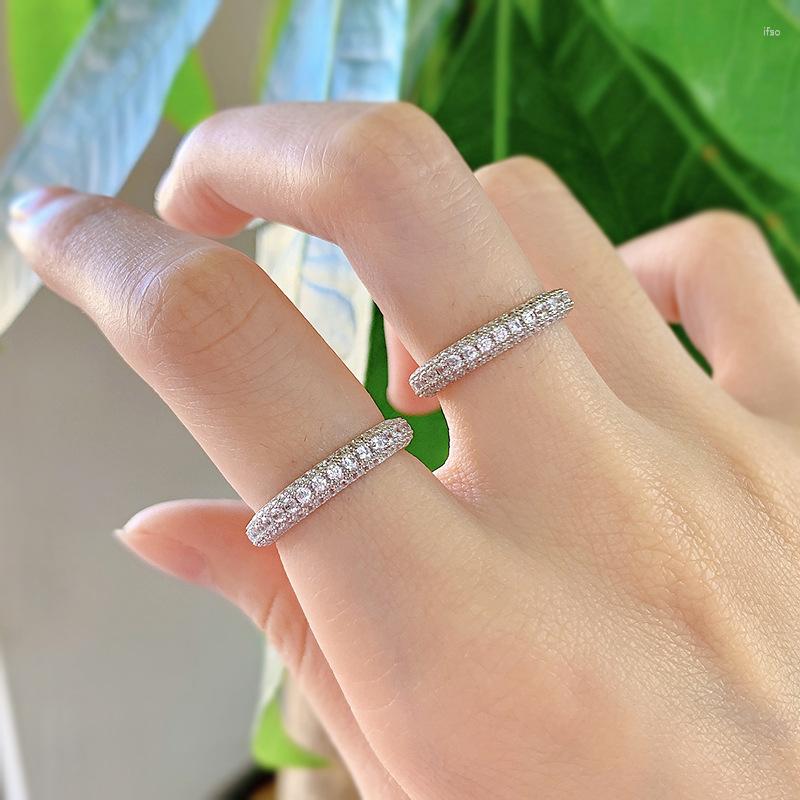Cluster Rings Eternity Micro Pave Moissanite Diamond Ring Real 925 Sterling Silver Wedding Band For Women Men Engagement Jewelry