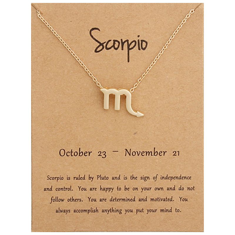 18K Gold Plated Zodiac Charm Necklace 12 Constellation Necklaces Horoscope Symbol Pendent Necklace with Wish Card Aries ,Cancer,Libra,Virgo Women Jewe