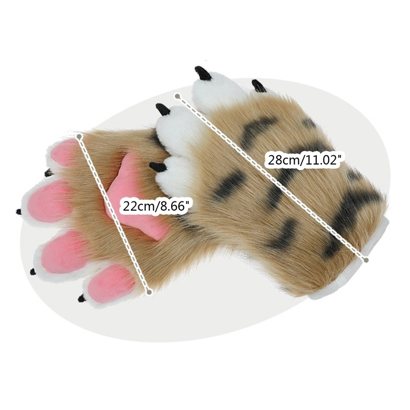 Five Fingers Gloves Women Winter Gloves Cartoon Tiger Paw Shape Warm Thicken Gloves Knit Mittens Furry Cuff Gloves for Girlfriend Presents 230822