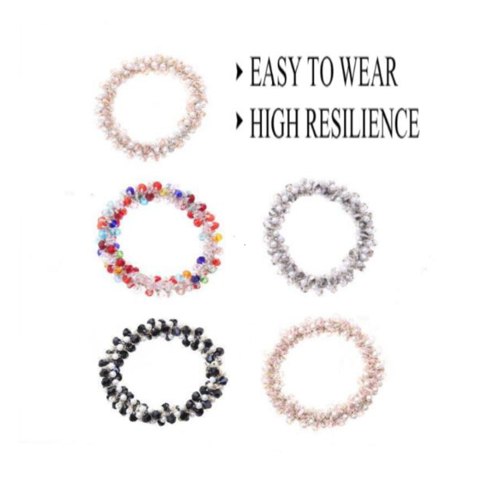 Hair Rubber Bands 1pc Women Crystal Pearls Rope Handmade Elastic Beaded Ponytail Holders Ties For And Girls Accessories 230823