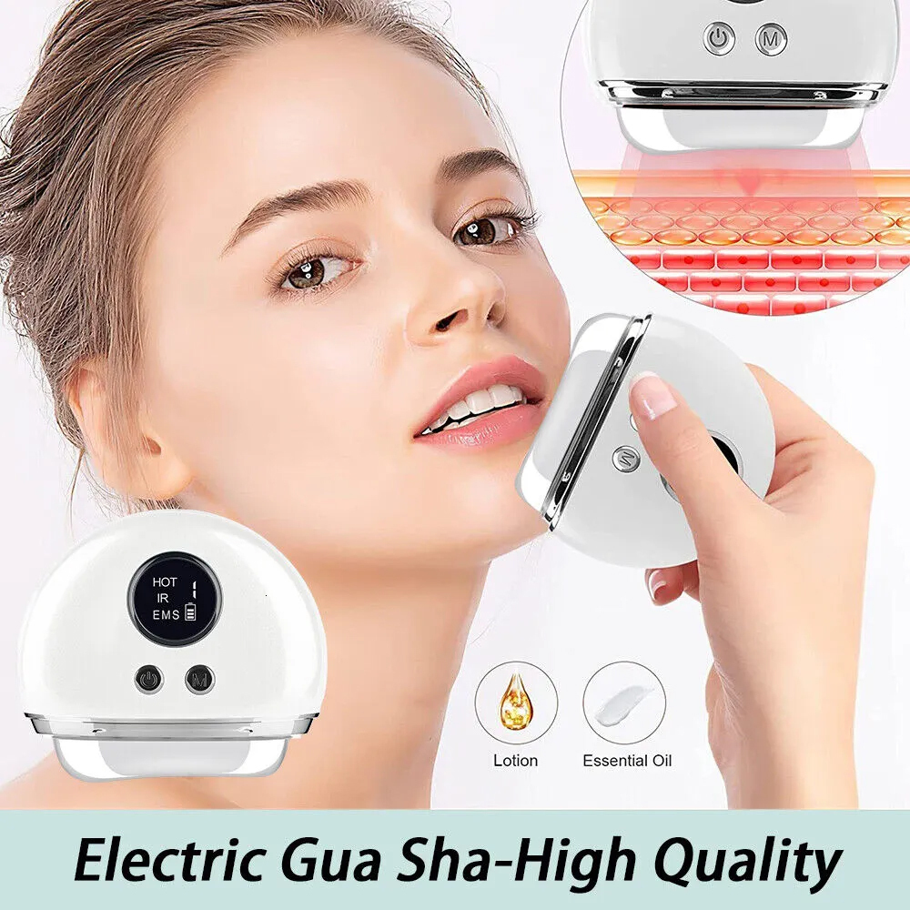 Face Massager Microcurrent Heated Gua Sha Tool Vibration for Anti Aging Improve Contour Acupressure Skin Care 230823