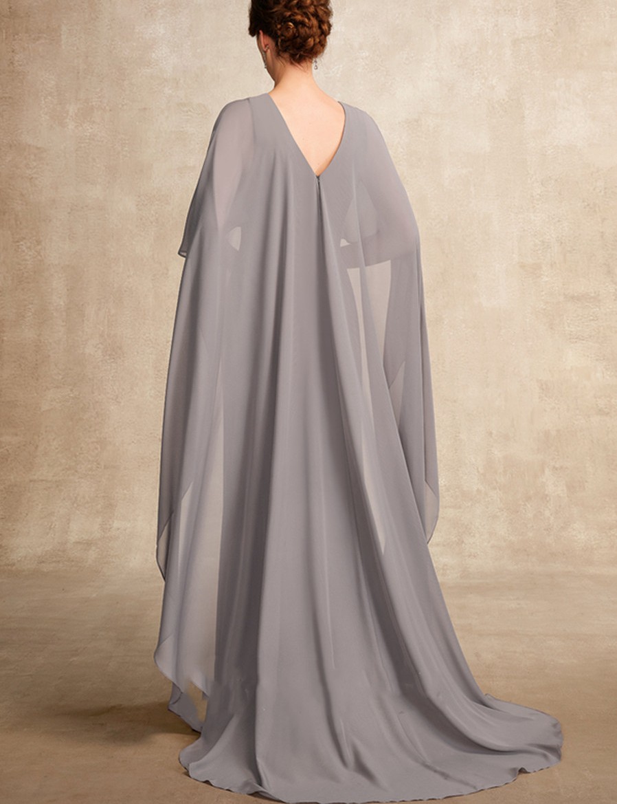 2023 Gray Chiffon Elegant Simple Evening Dress Long Tail Silt Layered A-line Celebrity Formal Party Gowns Vestidos Longo Robe De Soiree