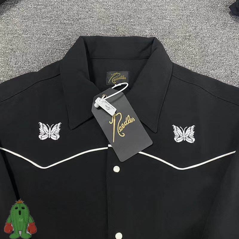 Men s Jackets NEEDLES Butterfly Embroidered Vintage School Suit Shirt Pants Casual Jacket Set 230823