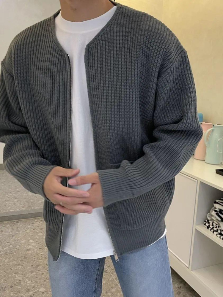 Men's Sweaters Autumn Winter Sweater Solid Fashion Trend Cardigan Loose Casual Zipper Knitted Coats Japanese Jumper Home Clothes y230822