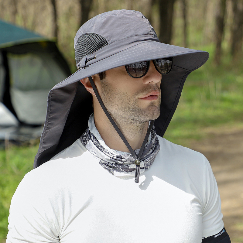 Wide Brim Hats Bucket 6065cm Big Head Unisex Men Women Fisherman Hat Fat Man Number Neck Protector Face Shading Sunscreen Leisure Travel 230822