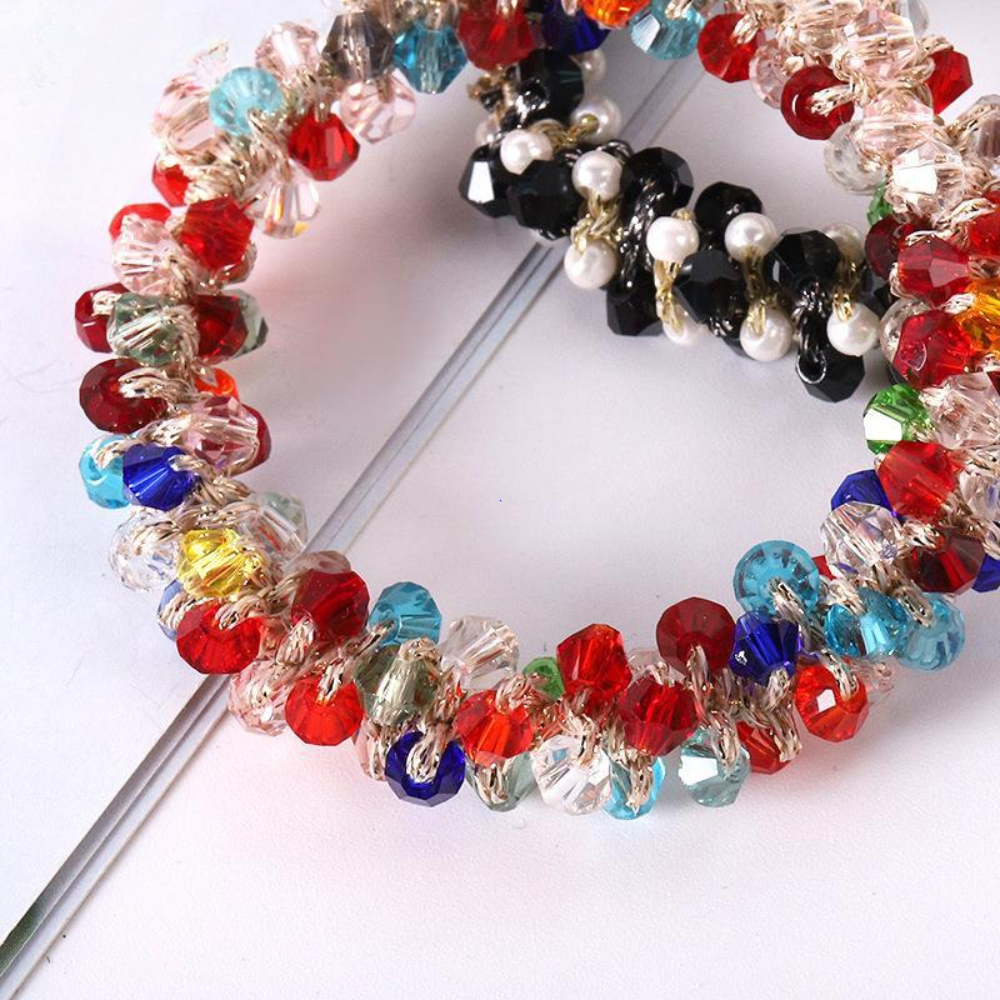 Hair Rubber Bands 1pc Women Crystal Pearls Rope Handmade Elastic Beaded Ponytail Holders Ties For And Girls Accessories 230823