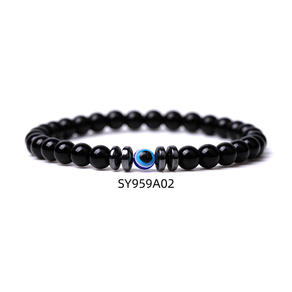 Turkish Lucky Evil eye 6mm Black Matted Turquoise bead bracelet Elasticity Blue Eyes Bracelet For Women Men Jewelry