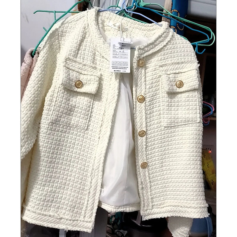 Womens Jackets Tassel White Single Breasted Tweed Woolen Coat Casual Oneck Elegant Jacket Outwear Autumn Korean Women Jacket In Outerwears 230822