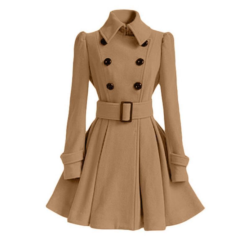 Women's Trench Coats SXXL Fashion Classic Winter Thick Coat Europe Belt Buckle Trench Coats Double Breasted Outerwear Casual Ladies Dress Coats 2