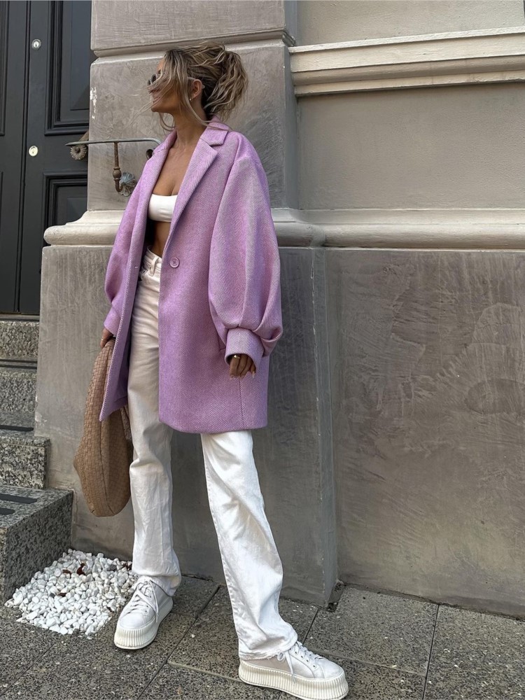 Women's Jacket Autumn Solid Lapel Crop Overcoat Fashion Long Seeve One Button Short Coat 2023 Chic Temperament Commute Female Streetwear 230822