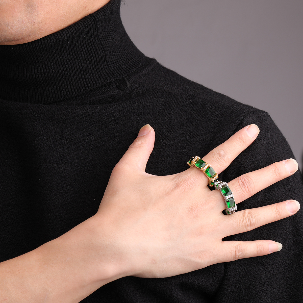 Band Rings Bubble Letter Blue Stone Ring for Women Iced Out Finger Bling Rrtro Fashion Hip Hop Rapper Rock Jewelry 230822