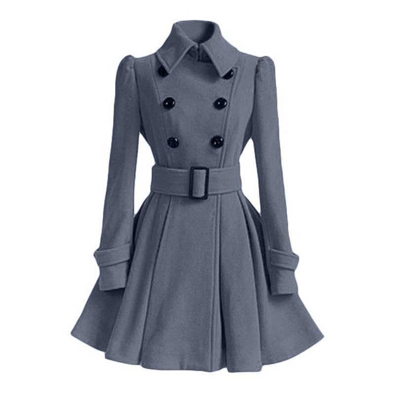 Women's Trench Coats SXXL Fashion Classic Winter Thick Coat Europe Belt Buckle Trench Coats Double Breasted Outerwear Casual Ladies Dress Coats 2
