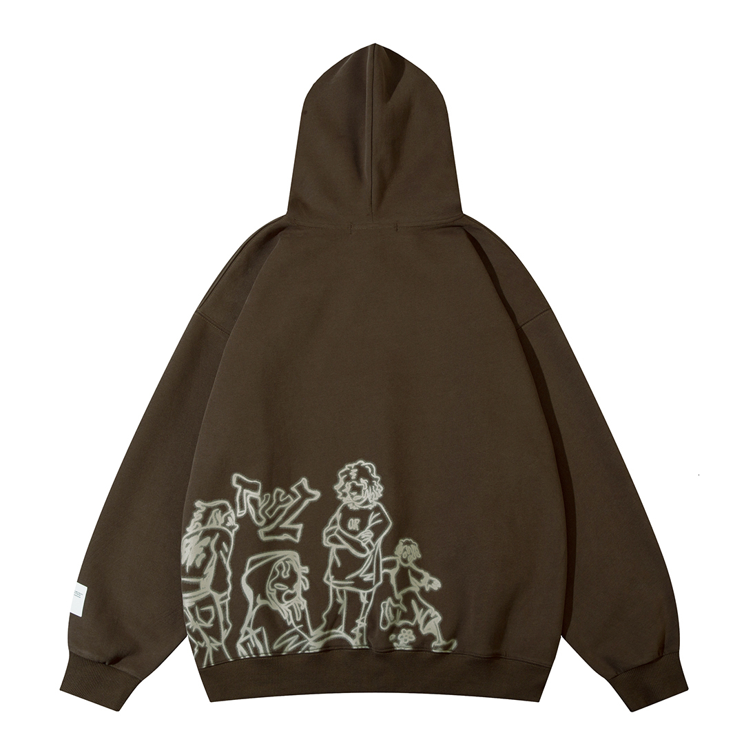 Men's Hoodies Sweatshirts Aelfric Eden Mens Y2K Cartoon Line Character Print Hoodie Harajuku Hip Hop Sweatshirt Pullover Hooded Streetwear Casual