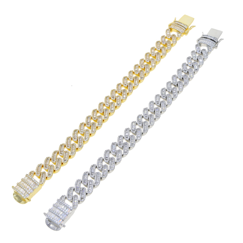 Charm Bracelets Hip Hop Bling Cubic Zirconia Paved 16mm Cuban Link Bracelet for Women Men Full s Iced Out Miami Jewelry 230822