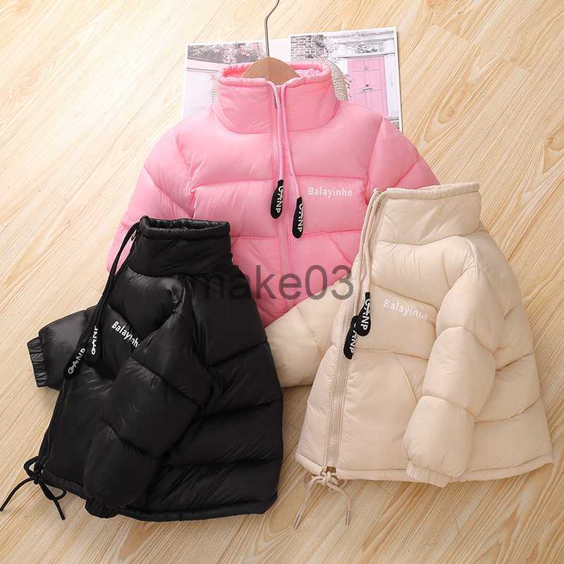 Down Coat Girls Winter Coat Letter Pull Rope Zipper Warm Down Boys Jacket 2023 Kids Jackets for Boys Casual Kids Parka Overcoat 213 Year J230823