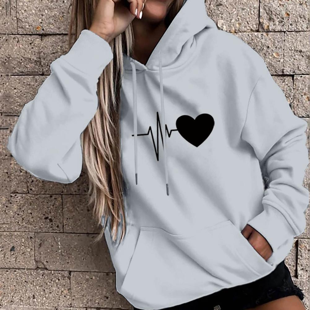 Women's Hoodies Sweatshirts Drop Arrival Women Hoodie Drawstring Warm Pullover Heart Print Spring Hoodie 230822