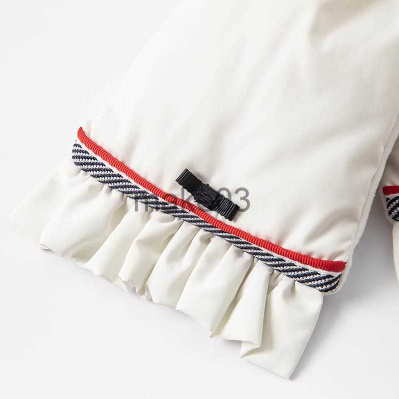 Down Coat Dave Bella Winter Baby Girls Draped Down Coat Children 90 White Duck Down Padded Kids Jacket With a Scarf DB19217 J230823